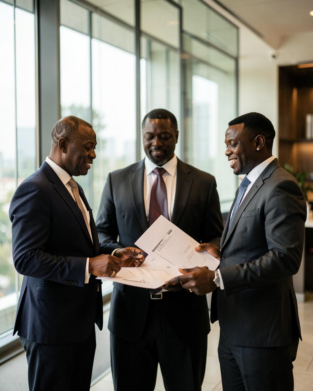 Mexus leadership reviewing an investment agreement